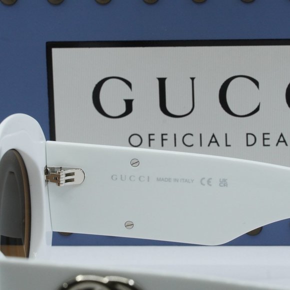 FINAL PRICE NEW GUCCI GG1647S 003 WHITE BROWN SUNGLASSES - Picture 6 of 11